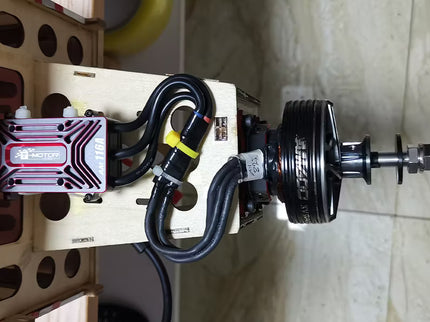 Mechanical component with wiring on a tiled floor