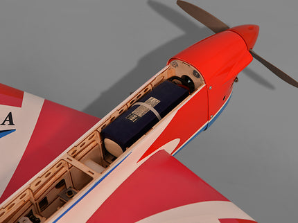 Phoenix Model AURORA 59" ARF Model airplane with red and white design on a gray background