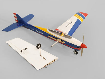 Phoenix Model TYPHOON 59" Size ARF Model airplane with colorful design on a gray background