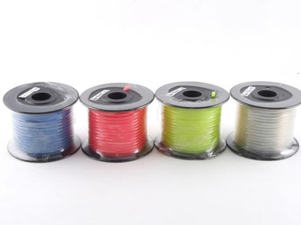 Fastrax Fuel Tubing 2.8mm roll in blue, red, green, and white on a white background