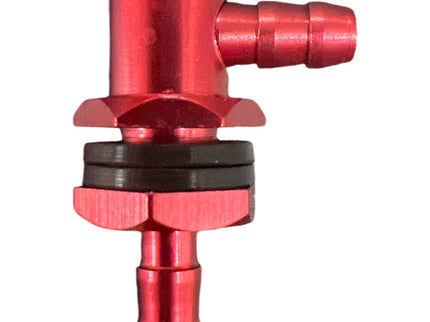 KUZA L-connector for tanks with an inner diameter of 3mm Red.