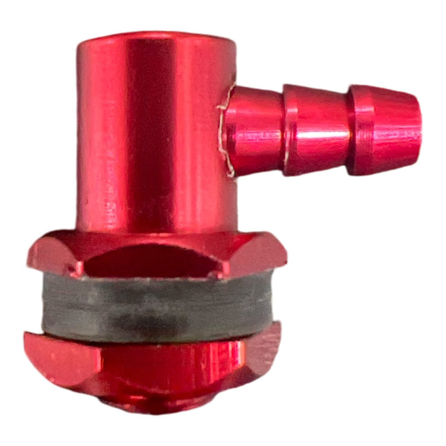 KUZA L-connector for tanks (AIR) with an inner diameter of 3mm Red.