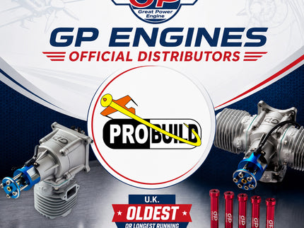 GP Engines official uk agent ProBuild with engine parts and branding elements.