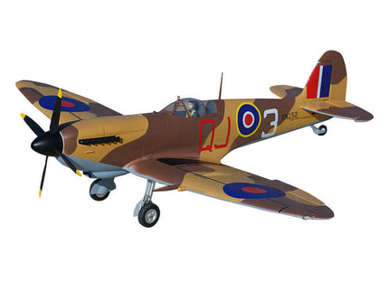 Model airplane with vintage camouflage paint scheme on a white background