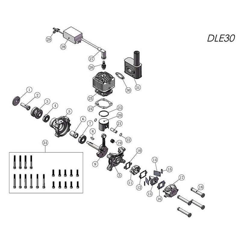 DLE-30 30cc 2-Stroke Petrol Engine DLE-30 30cc 2-Stroke Petrol Engine